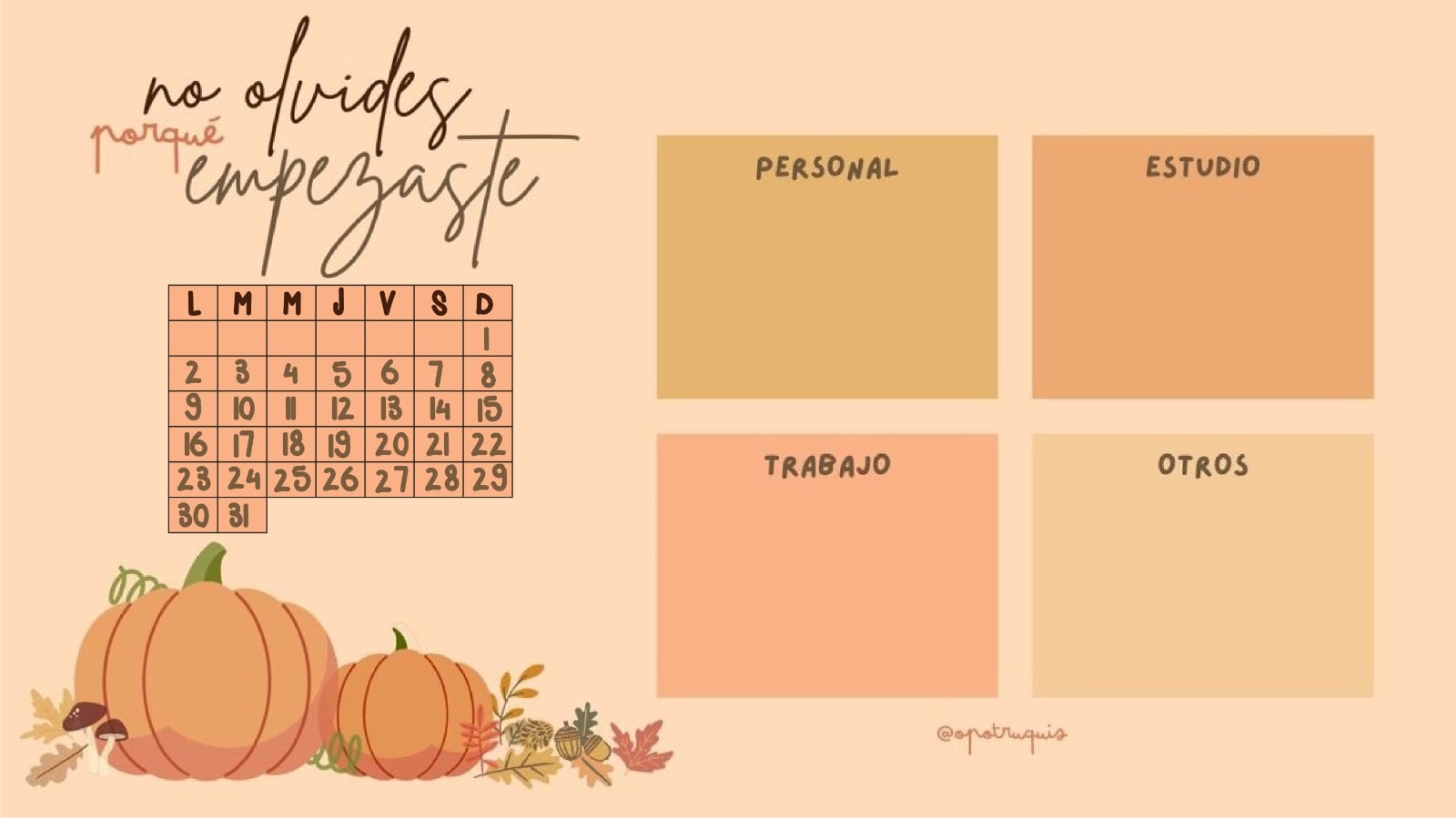 Calendario de octubre 2023