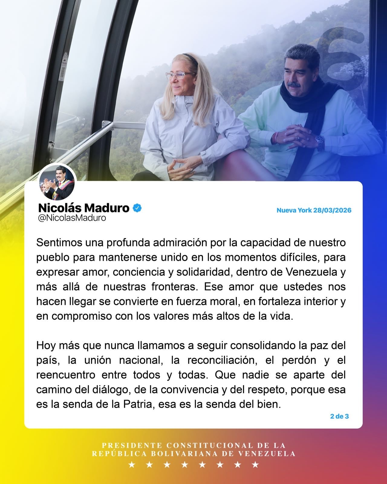 Mensaje de Nicolás Maduro y Cilia Flores