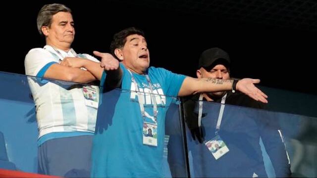 Maradona durante un partido del Mundial