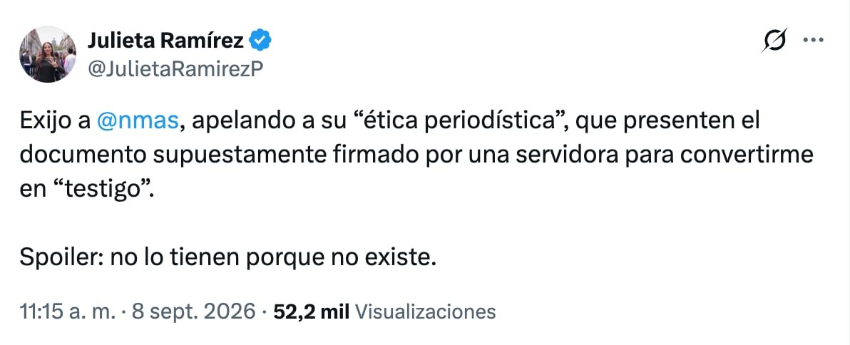 Julieta Ramírez exige pruebas de su supuesto acuerdo con Estados Unidos