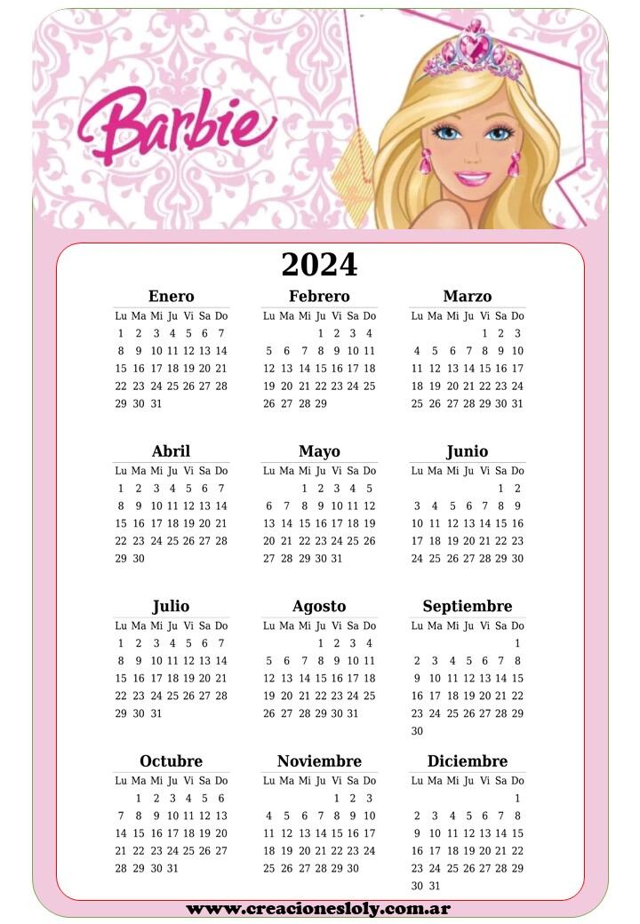 Calendario de Barbie 2024