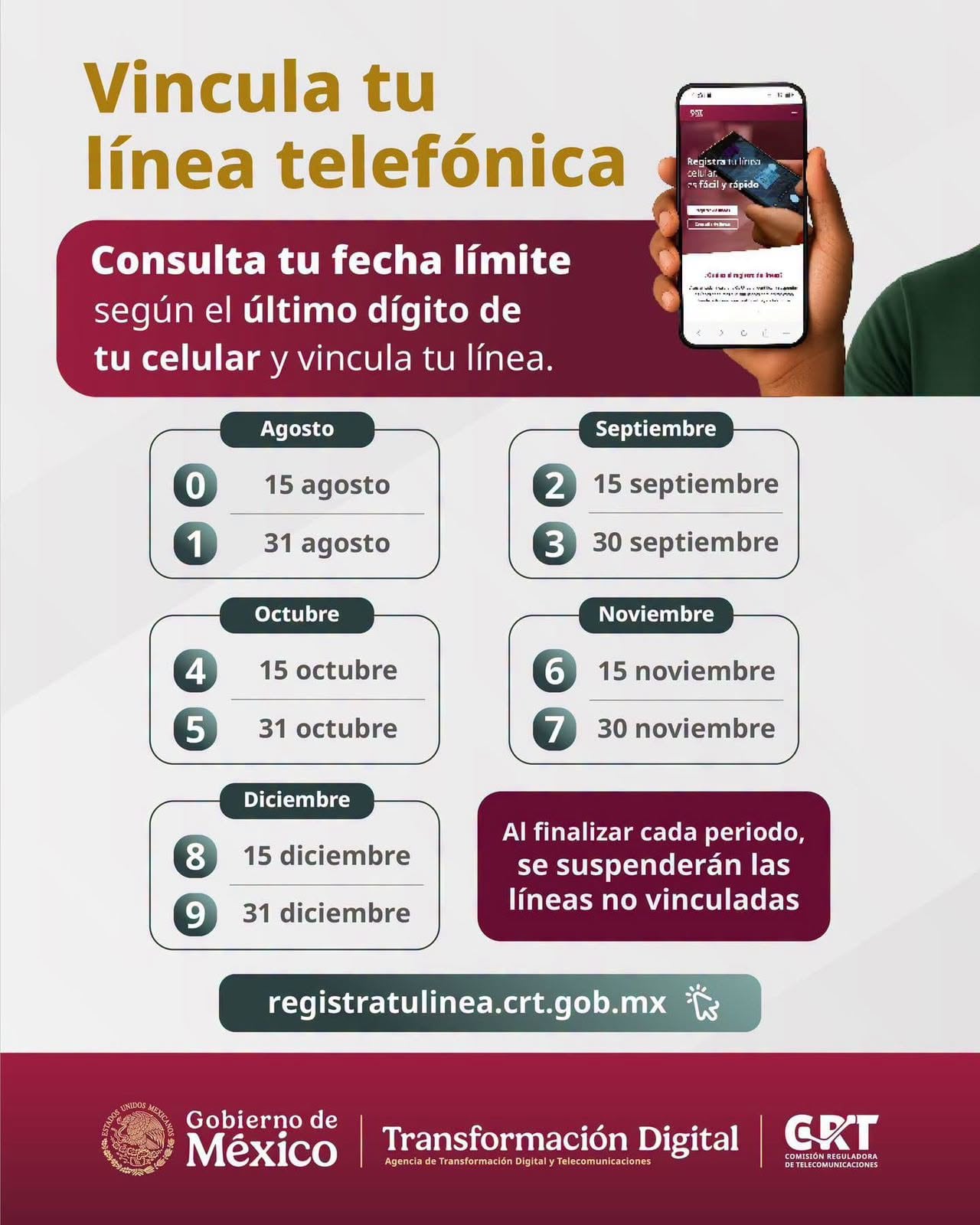 Dan 72 horas para registrar la línea telefónica antes de suspender el servicio