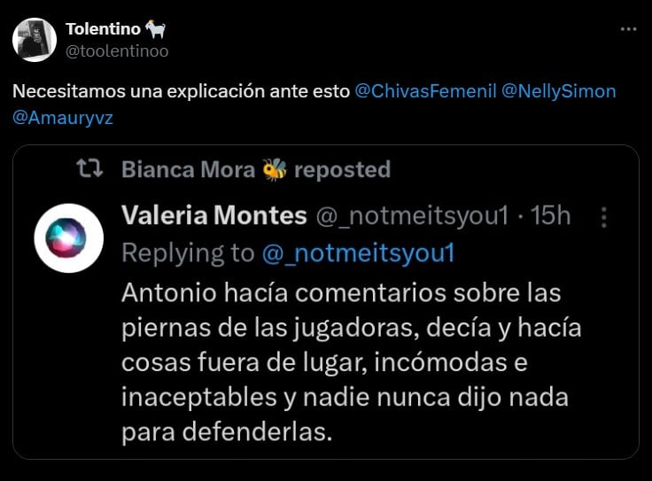 Ex jugadora de Chivas retuiteó la publicación que reveló el presunto abuso en Chivas Femenil