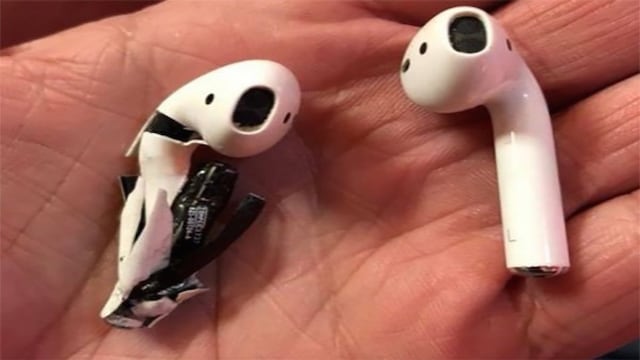 Un AirPod que presuntamente habría explotado en Florida.