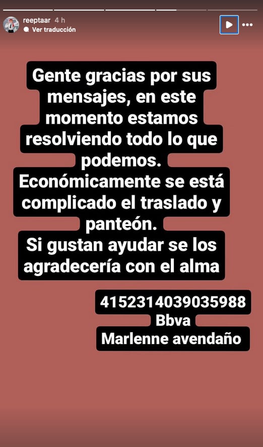 Marlenne, pareja de Majestic, pide ayuda económica por su muerte.