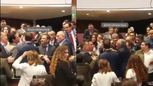 Video de Adán Augusto López peleando con Enrique Vargas del Villar en el Senado de México