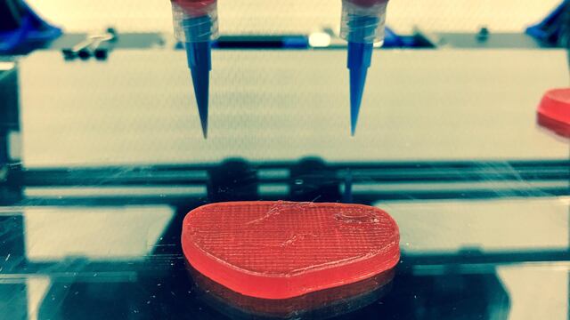 El bistec vegano a base de plantas impreso en 3D.