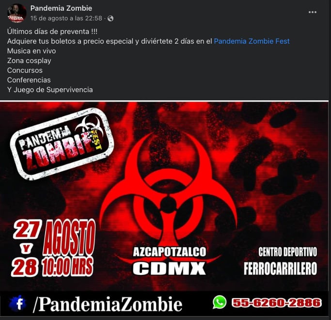 El Pandemia Zombie Fest 2022 llegará a CDMX