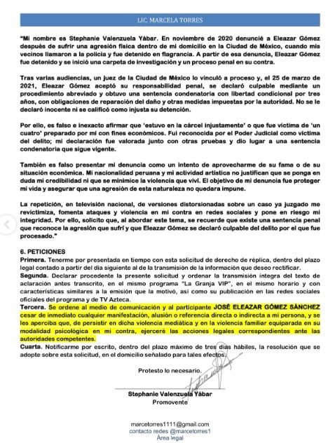 Tefi Valenzuela pide réplica ante comentarios de Eleazar Gómez en La Granja VIP