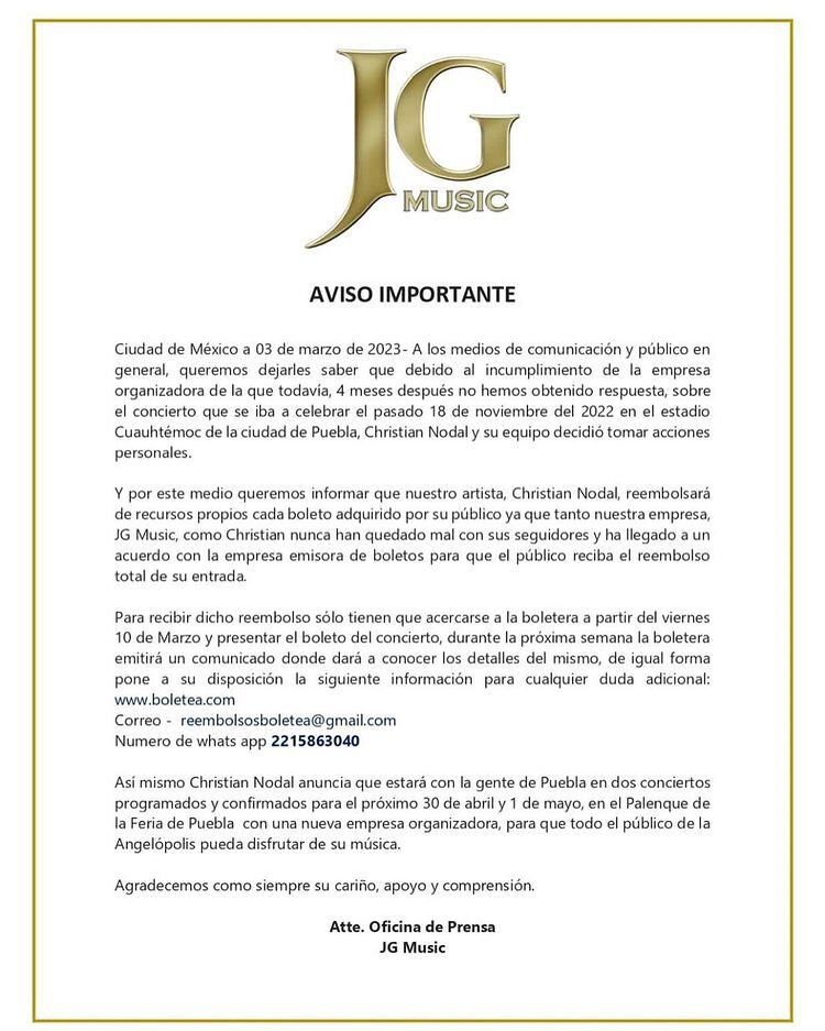 Christian Nodal ofrecerá 2 conciertos en Puebla