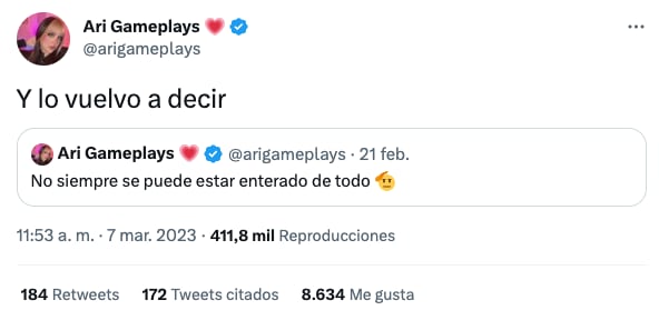 Ari Gameplays se disculpa por defender a Coscu