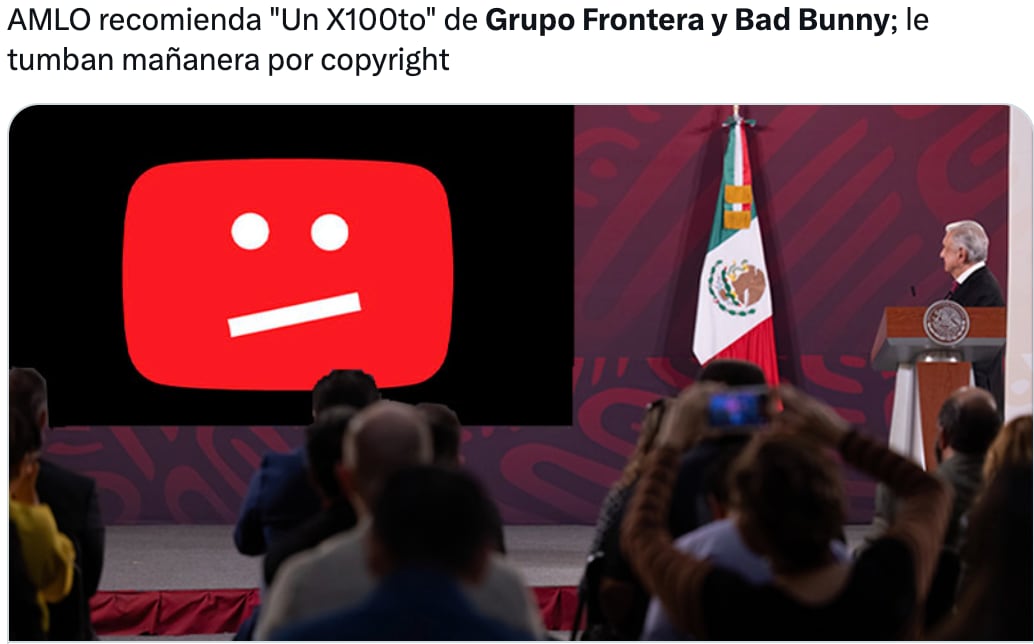 Memes de AMLO agradecen a Grupo Frontera y Bad Bunny por tirarle la mañanera