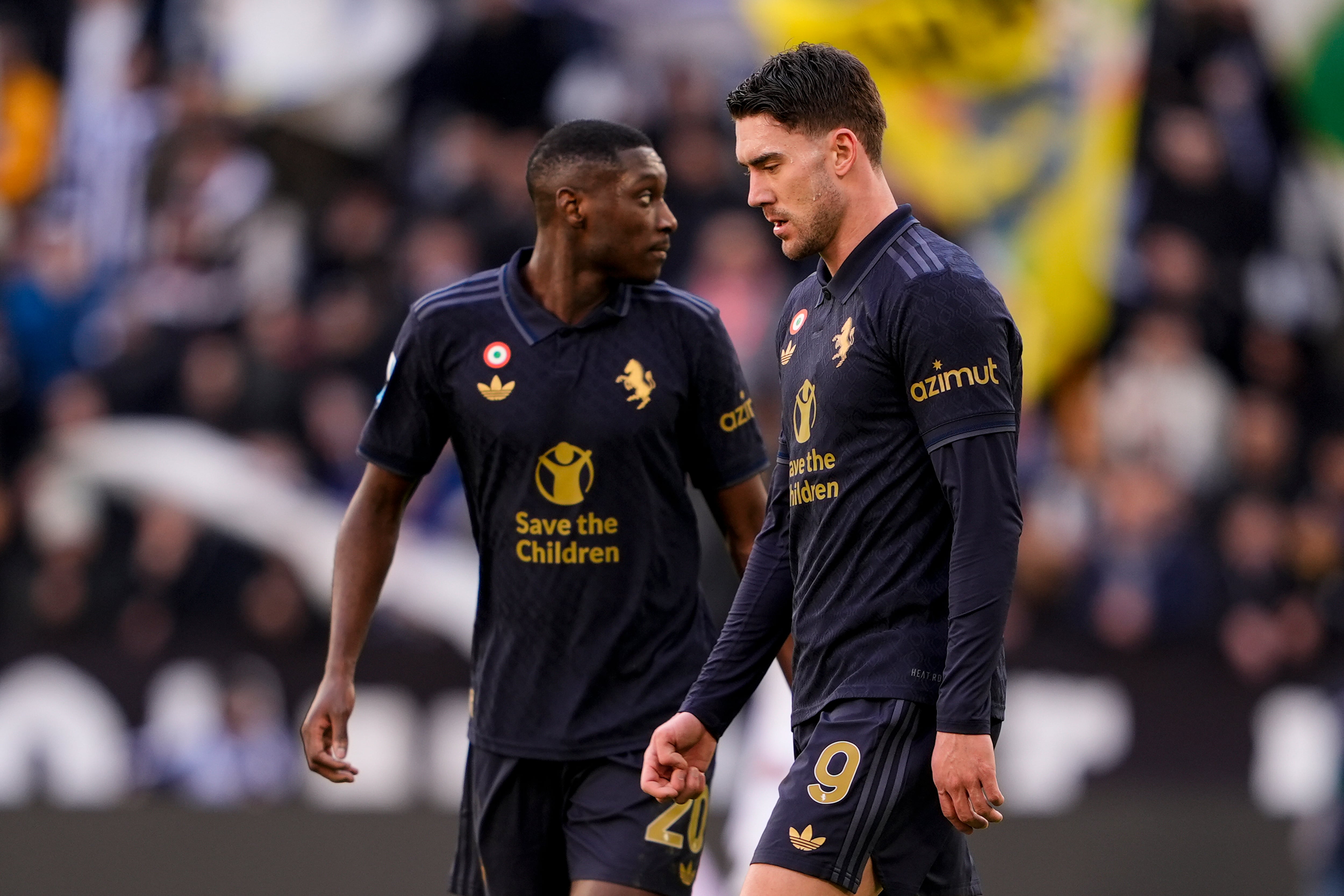 Randal Kolo Muani y Dusan Vlahovic con la Juventus.