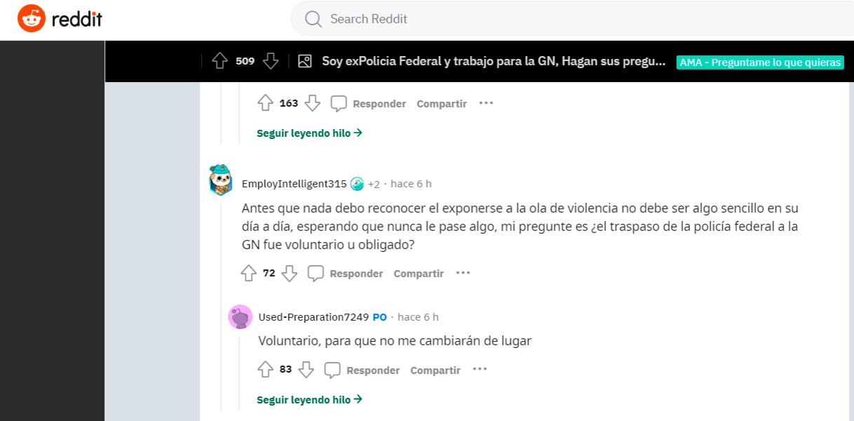 miembro de la GN responde dudas a usuarios en Reddit