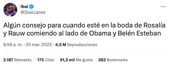 Ibai Llanos ya se apuntó a la boda de Rosalía y Rauw Alejandro