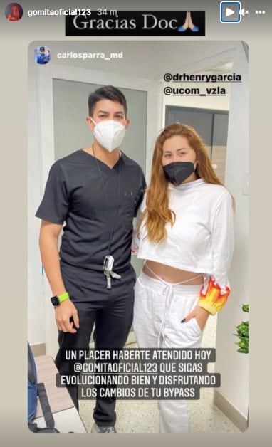 Gomita se dice feliz por los resultados de su bypass gástrico