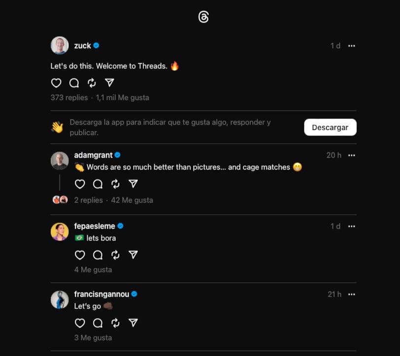 Mark Zuckerberg estrenó Instagram Threads