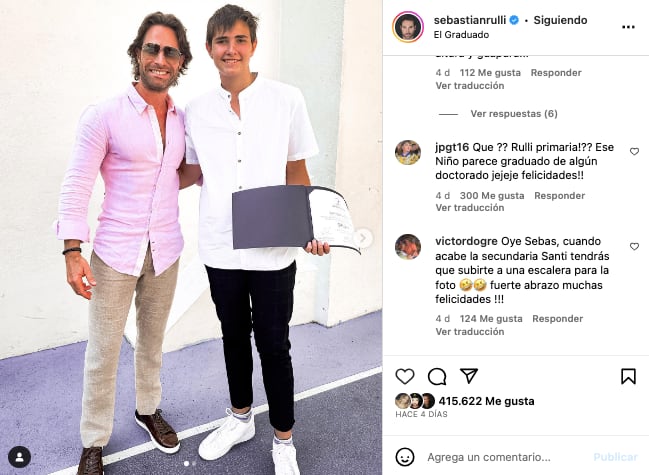 Sebastián Rulli, orgulloso por la graduación de su hijo