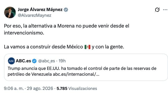 Álvarez Máynez propone alternativa a Morena contra intervencionismo de Estados Unidos