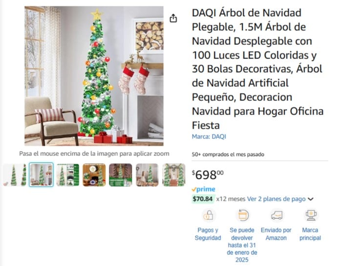 Árbol de Navidad plegable en Amazon
