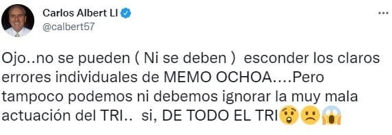 Carlos Albert sobre Guillermo Ochoa