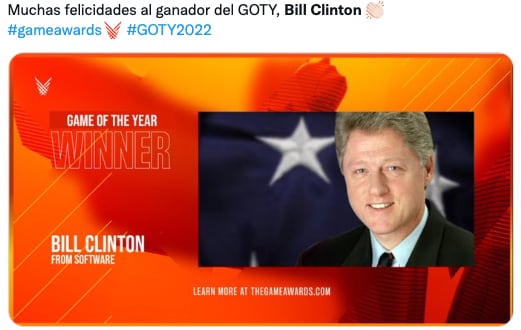 Memes de Bill Clinton y Elden Ring explotan tras The Game Awards 2022