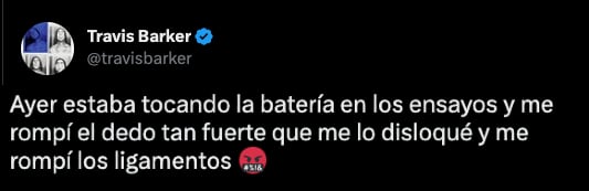Travis Barker se rompió los ligamentos
