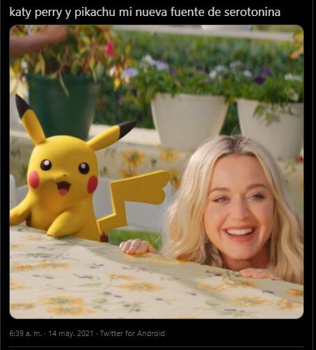 Post con imagen de Pikachu con Katy Perry.