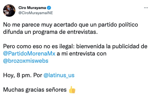 Ciro Murayama agradece "promoción" de Morena
