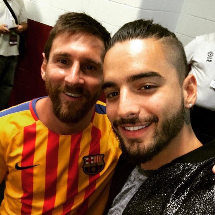 Maluma junto a Lionel Messi