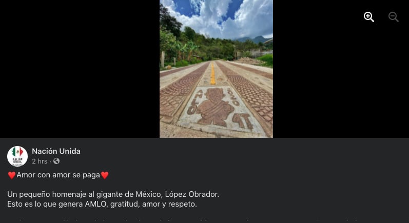AMLO y carretera en Oaxaca