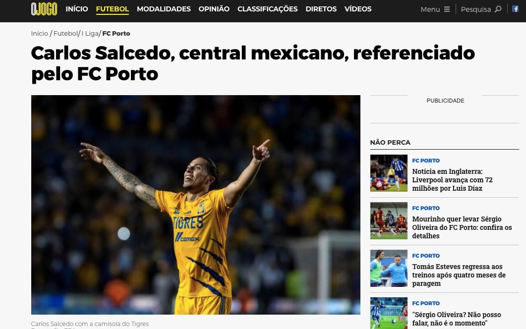 O Jogo asegura que Carlos Salcedo está en la mira del FC Porto