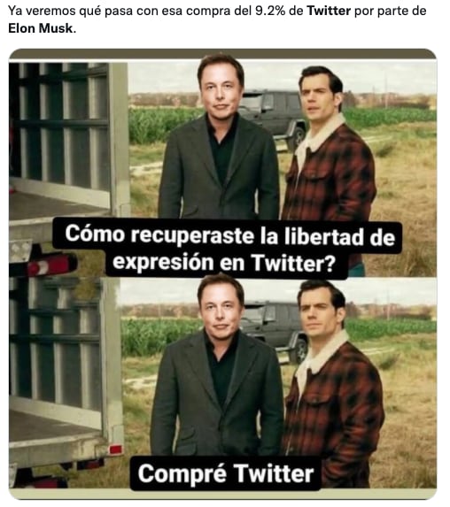 Memes de Elon Musk tras la compra de acciones en Twitter