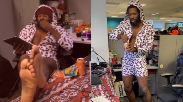 Trabajador viviendo en su oficina