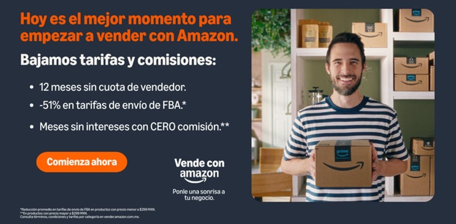 Amazon reduce hasta 51% las comisiones para vendedores en México