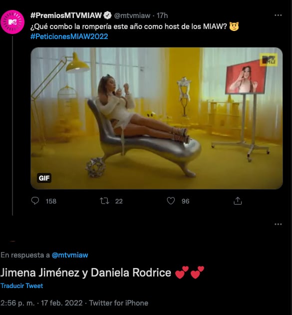 Daniela Rodrice en los MTV Miaw Awards