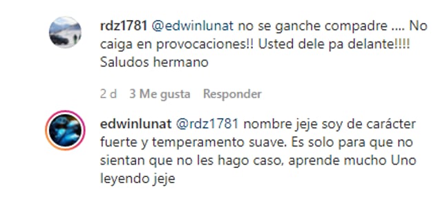 Edwin Luna, comentario