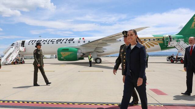 Claudia Sheinbaum Pardo, Presidenta de México, encabezó el arribo de la aeronave EMBRAER E-195E2, nuevo avión de Mexicana