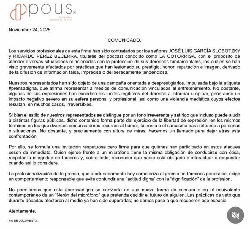 La Cotorrisa acusa a la prensa de crear una campaña de desprestigio en su contra