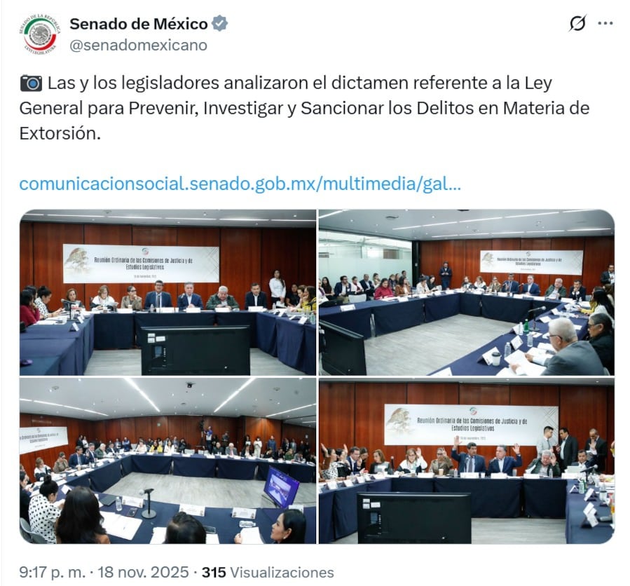 Comisiones del Senado aprueban la Ley General contra la Extorsión