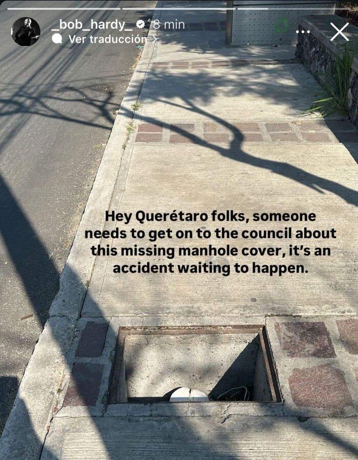 Coladera destapada en Querétaro