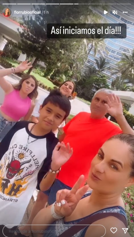 Flor Rubio de vacaciones en familia.