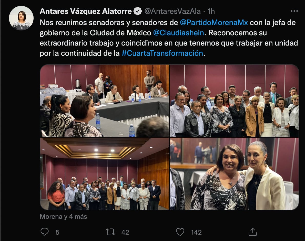 Claudia Sheinbaum comparte con senadores la transformación de la CDMX