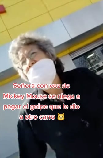 Señora con voz de Mickey Mouse