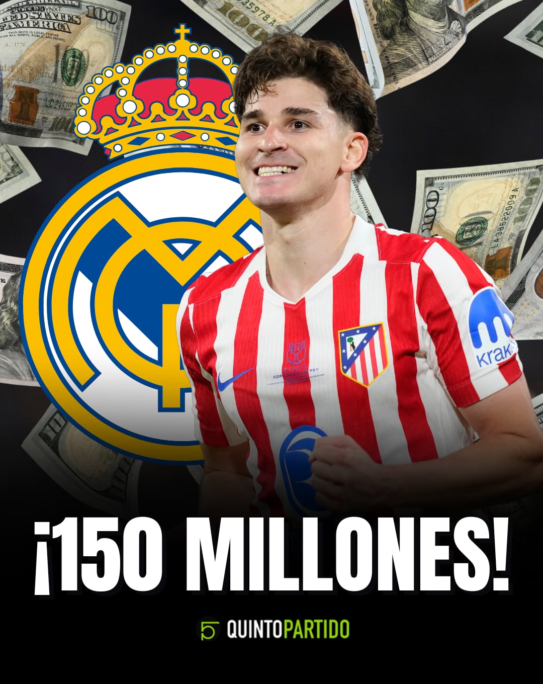 Ni 150 millones bastaron: Atlético rechaza oferta del Real Madrid por Julián Álvarez.