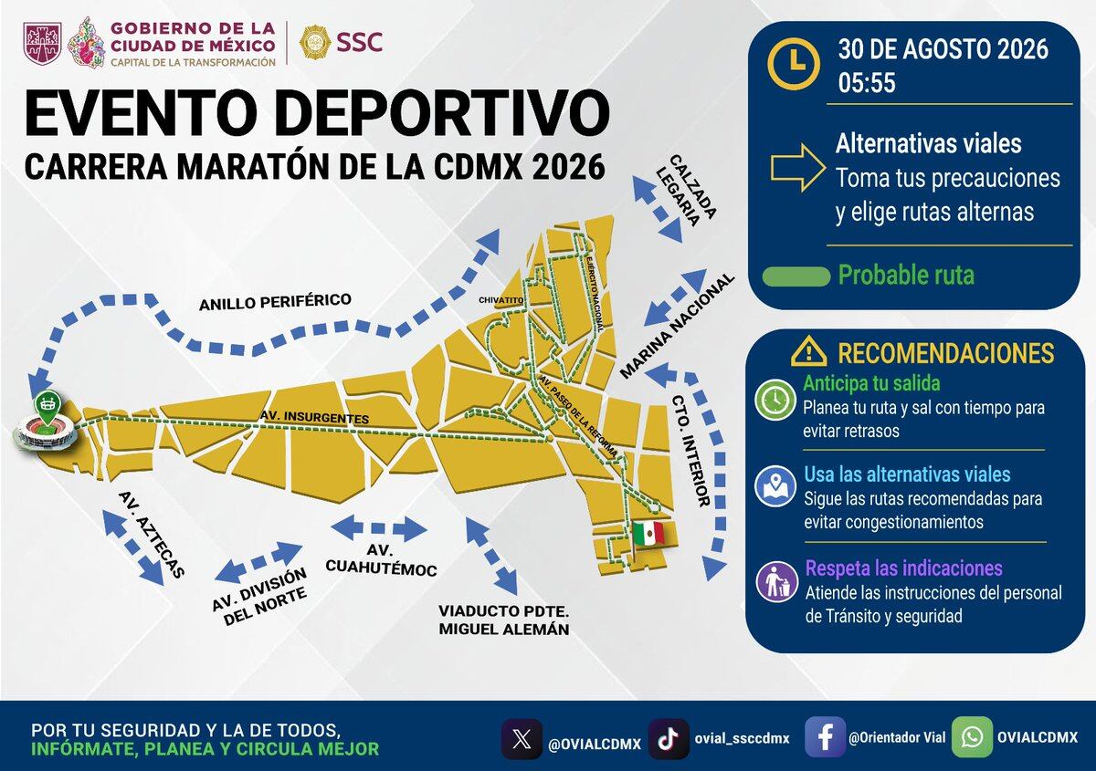 Maratón de la Ciudad de México: calles cerradas y alternativas viales
