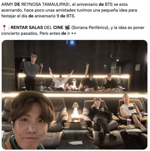 Rentan salas de cine por aniversario de BTS