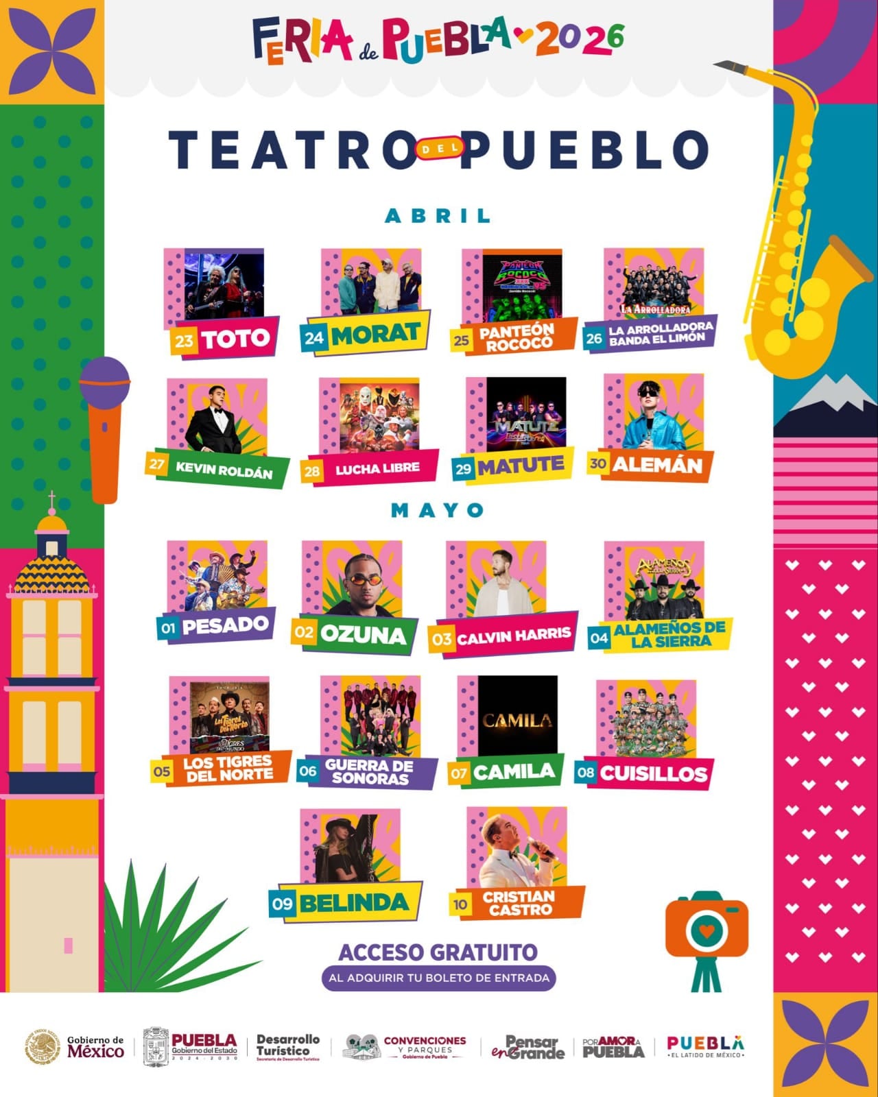 Feria de Puebla 2026: cartel oficial y fechas de los conciertos gratuitos
