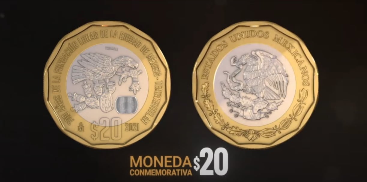Moneda de 20 pesos de la Fundación Lunar de la Ciudad de México