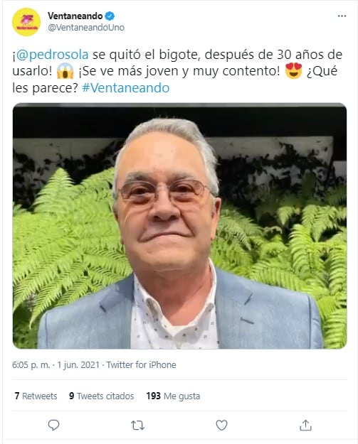 Pedro Sola se quita el bigote después de usarlo por 30 años